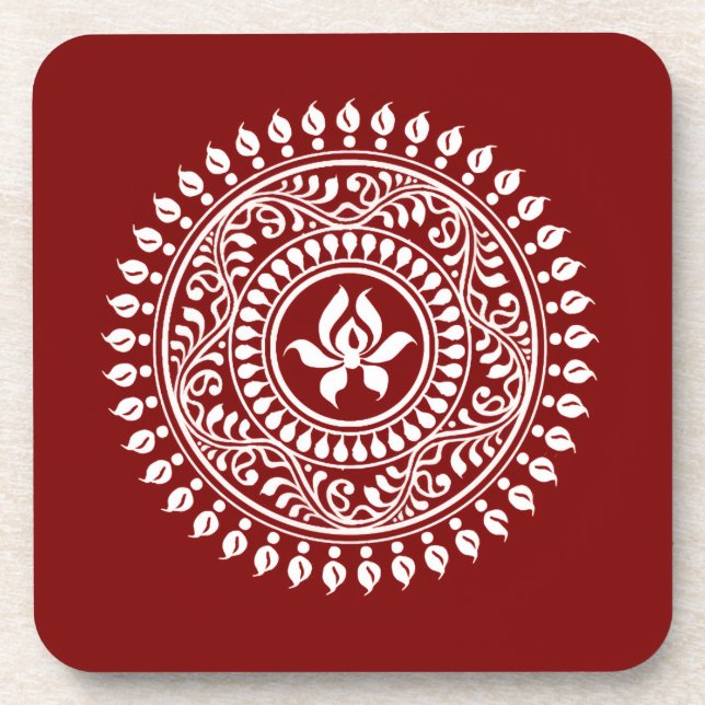 Porta-copo Red & White Festivo Rangoli (Frente)