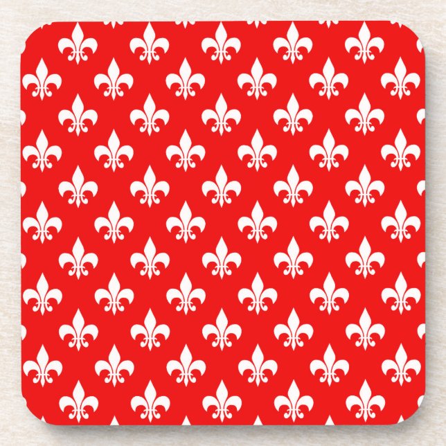 Porta-copo Red White Fleur-de-lis (Frente)