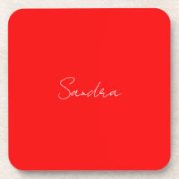 Red White Manuscrito Minimalista Seu Nome