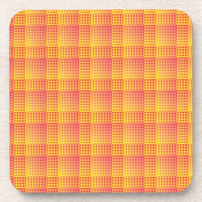 Porta-copo Red Yellow Checker Abstract Pattern (Frente)
