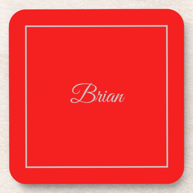 Porta-copo Red Your Name Minimalist Personal Modern (Frente)