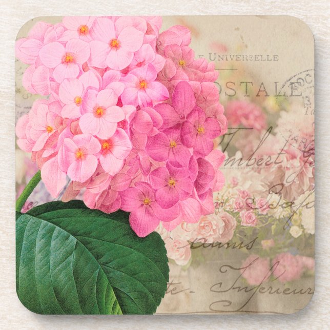 Porta-copo Redoute Pink Hydrangea French Accent Pousa-Copos (Frente)