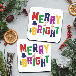 Porta-copo Reindeer feliz e pinheiro brilhante Snowman