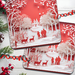 Porta-copo Reindeers 3D e Pessoas na aldeia