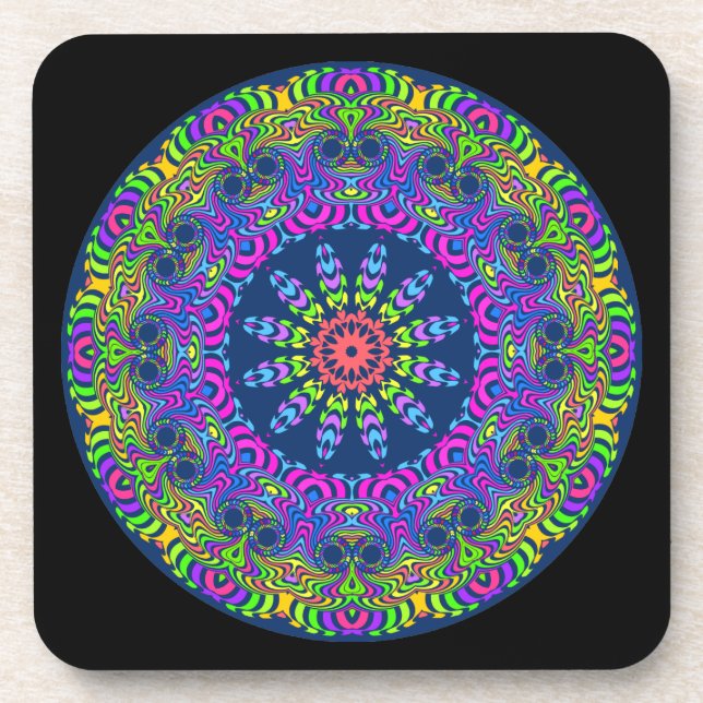 Porta-copo Relógio Mandala - neon 2 (Frente)