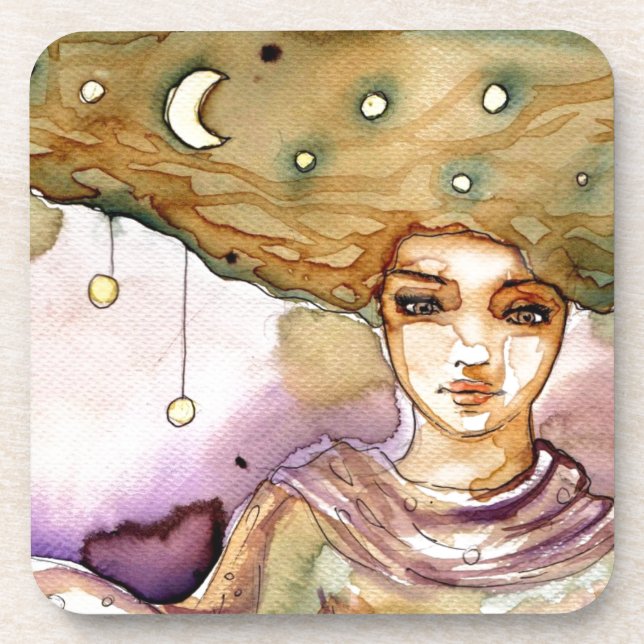 Porta-copo Retrato abstrato e mulher bonito (Frente)