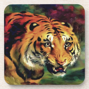 Porta-copo Retrato Artístico Snarling Tiger