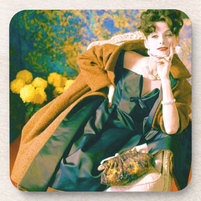 Porta-copo Retrato da moda dos anos 50 (Frente)