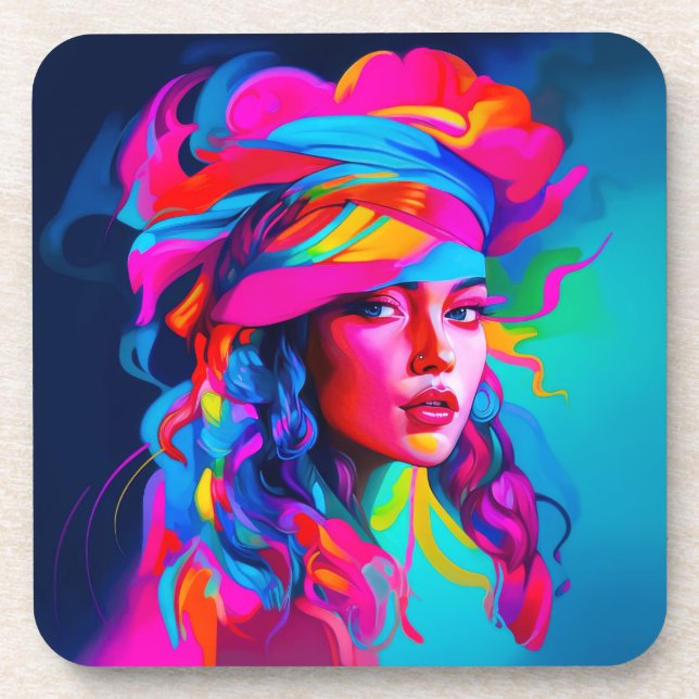 Porta-copo Retrato de Abstrato vibrante (Frente)