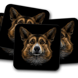 Porta-copo Retrato de Cachorro Corgi   Conjunto de Portas cop
