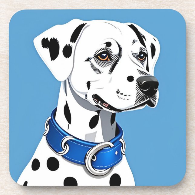 Porta-copo Retrato de Cão Dálmata com Coleira Azul (Frente)