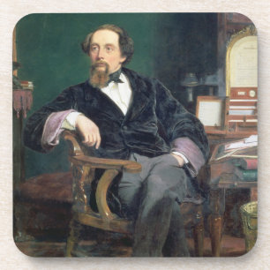 Porta-copo Retrato de Charles Dickens (óleo em canvas)