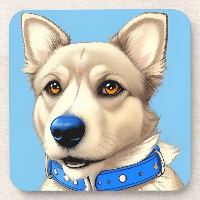 Porta-copo Retrato de Fecho de um Cachorro Vestindo um Colar  (Frente)