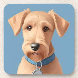 Porta-copo Retrato de um Cachorro Fofo Usando uma Coleira Azu
