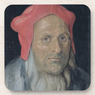 Porta-copo Retrato de um homem farpado em Red Hat, 1520 (óleo