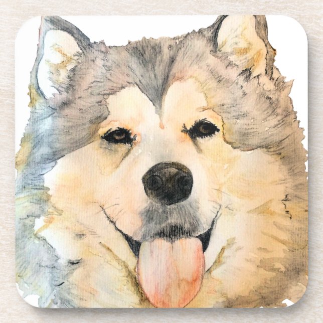 Porta-copo Retrato do Malamute do Alasca (Frente)