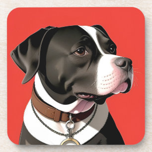 Porta-copo Retrato Elegante de um Cão Preto e Branco