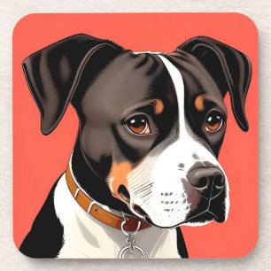 Porta-copo Retrato Elegante de um Cão Preto e Branco