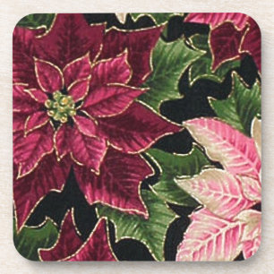 Porta-copo Retro 50s Poinsettia Burgundy Rosa