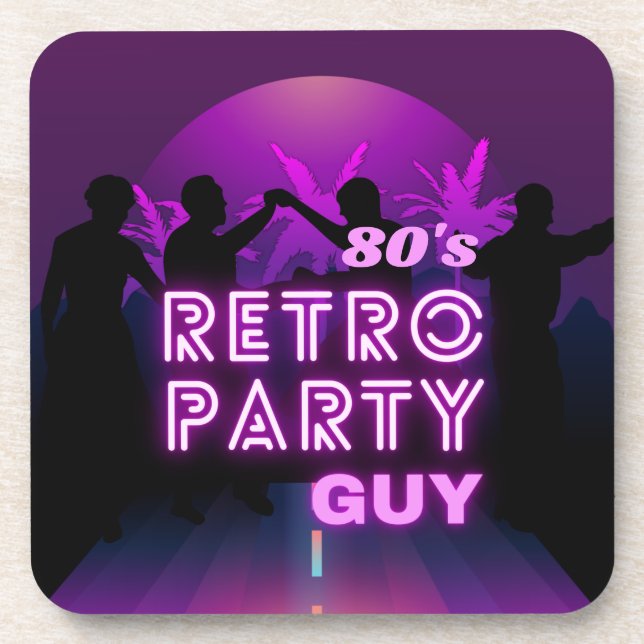 Porta-copo Retro 80s Disco Dance Party Neon Purple Funky (Frente)