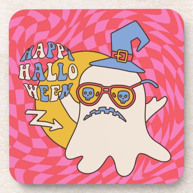 Porta-copo Retro Halloween Art Impressão (Frente)