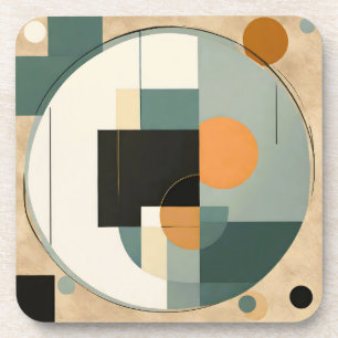 Porta-copo Retro Negrito: Círculos de Abstrato e Retângulos