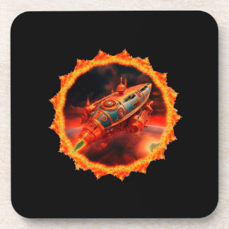 Porta-copo Retro Steampunk Moon Rocket