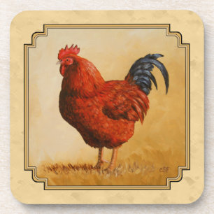 Porta-copo Rhode Island Red Rooster Amarelo Fundo