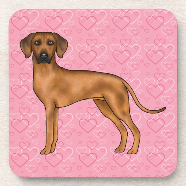 Porta-copo Ridgeback Dog Love Heart Pink (Frente)