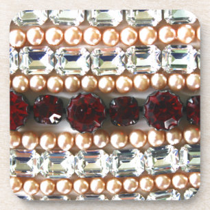 Porta-copo Rinestonas e pérolas - joias de colheita