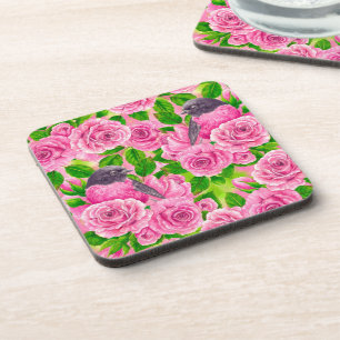 Porta-copo Robin rosa e rosas