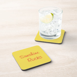 Porta-copo "Rochas Sunshine" Frase Fundo Amarelo