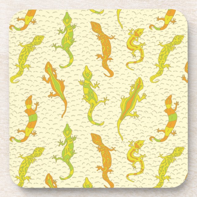 Porta-copo Rock Escalando Geckos em amarelo - padrão perfeito (Frente)