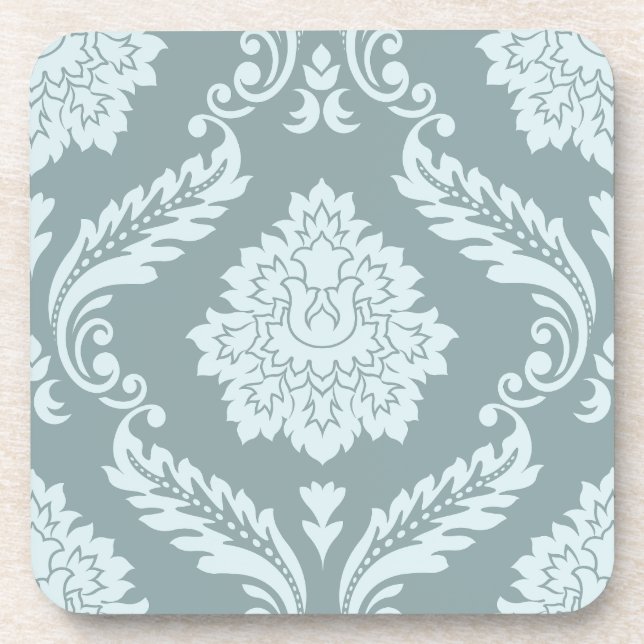 Porta-copo Rococo Damask Lg Pattern Duck Egg Blue+Teal (Frente)