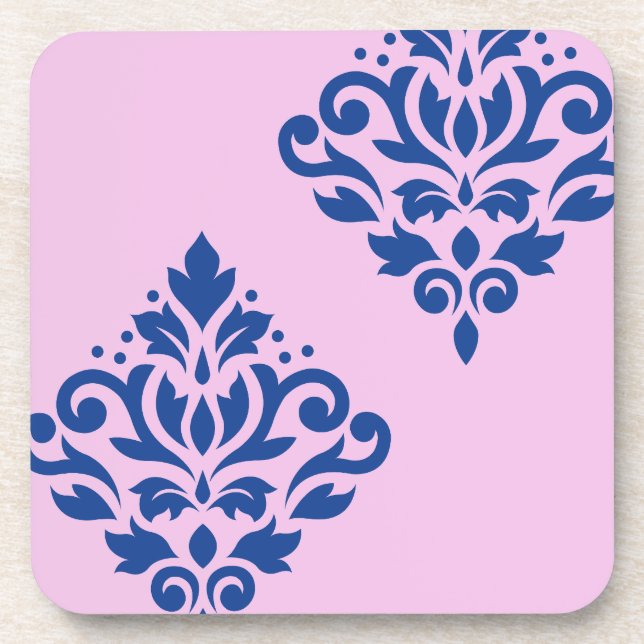 Porta-copo Rolar Damask Art I Blue em rosa (Frente)