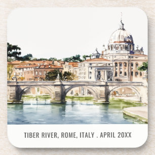 Porta-copo Roma Itália Tiber River Watercolor Viagem italiano