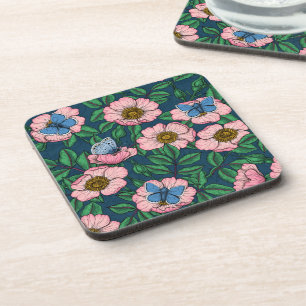 Porta-copo Rosa de cães e borboletas