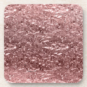 Porta-copo Rosa Dourado Líquido Cromado Metálico Chic Glam