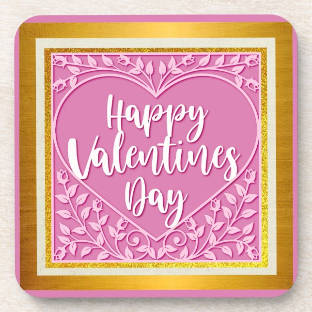 Porta-copo Rosa Rosa Rosa Rosa Moderna, Namorados Românticos (Frente)