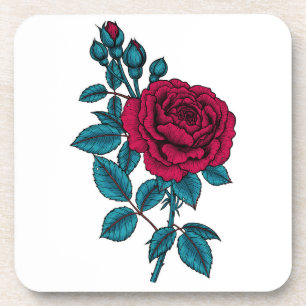 Porta-copo Rosa vermelha