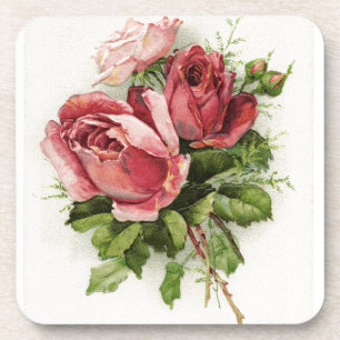 Porta-copo Rosas Antigas Arte Vintage Antiguidade