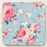 Porta-copo Rosas cor-de-rosa-algodão em fundo azul<br><div class="desc">Padrão floral elegante e romântico sem costura,  que inclui rosas cor-de-rosa pastel estilo cottage com flores silvestres brancas e cor-de-rosa sobre fundo azul claro-céu.</div>