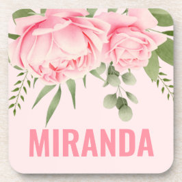 Porta-copo Rosas cor-de-rosa flores trendy aquarela
