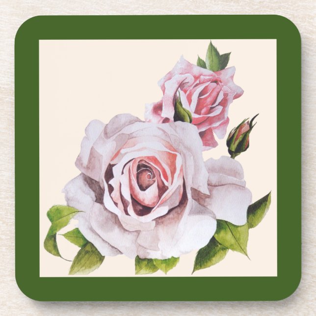 Porta-copo Rosas esculturais em um conjunto de Portas copos (Frente)