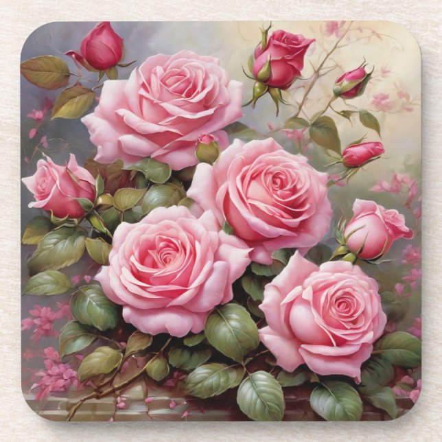 Porta-copo Rosas Pink Vintage (Frente)