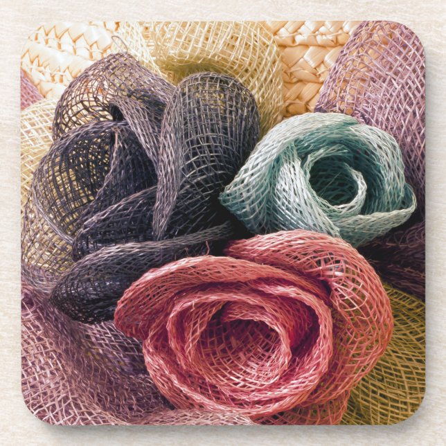 Porta-copo Rosas Raffia (Frente)