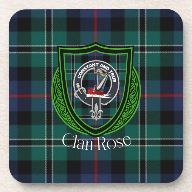 Porta-copo Rose Scottish Clan Tartan & Crest (Frente)