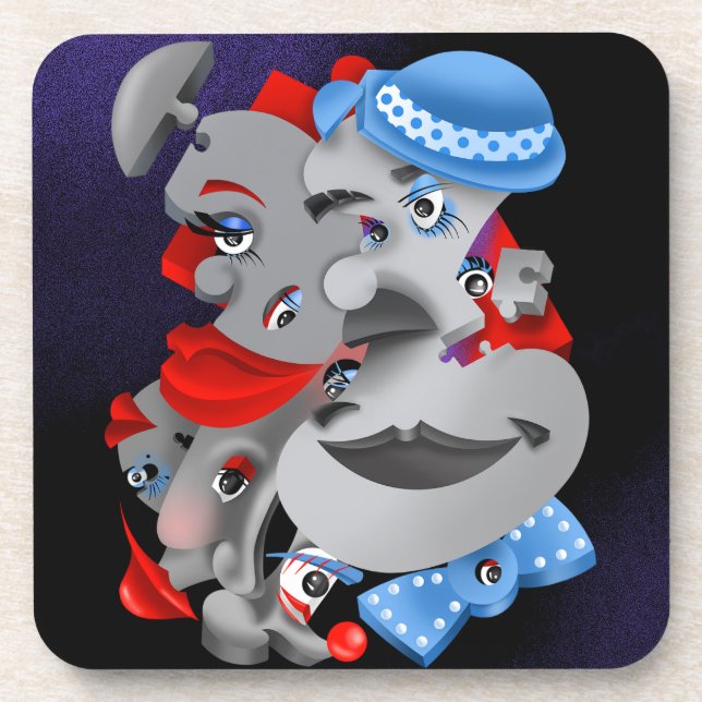 Porta-copo Rostos Quebra-cabeça surreais (Frente)