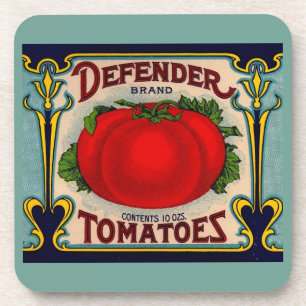 Porta-copo rótulo de tomates da marca Defender dos anos 1910