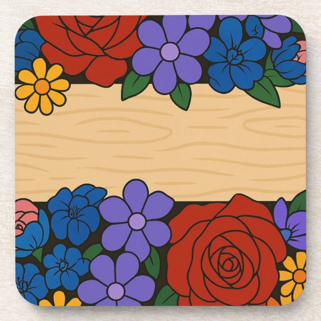 Porta-copo Rótulo do nome da flor (Frente)